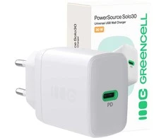 Green Cell Žalias Cell Greencell PowerSource Solo30 Ladegerät USB C baltas maitinimo adapteris 30W maitinimo tiekimas
