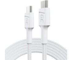 Green Cell Žalias Cell Kabelis Baltas USB-C Type C 2m Žalias Cell PowerStream su greitu įkrovimu Power Delivery 60W, Ultra Charge, Quick Charge 3.0