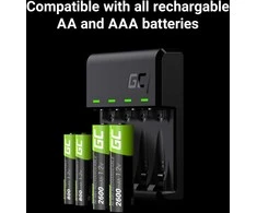 Žalias Cell GC VitalCharger įkroviklio ir 4x baterijų AAA HR03 800mAh baterijų rinkinys