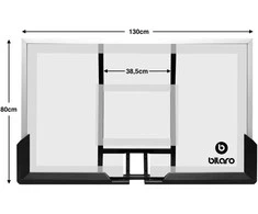 Bilaro Krepšinio lenta 130x80cm 6mm grūdintas stiklas, tvirtinimas kampuose