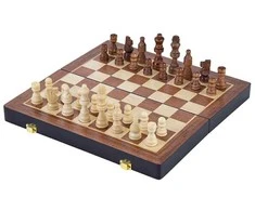Engelhart Medinis sulankstomas šachmatų rinkinys, uosio mediena, 45.5 x 45.5 x 6.8 cm