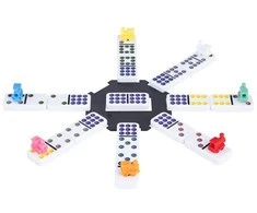 Engelhart Stalo žaidimas domino Mexican Train Double 9, medinėje dėžutėje, 55 kauliukai