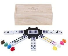 Engelhart Stalo žaidimas domino Mexican Train Double 9, medinėje dėžutėje, 55 kauliukai