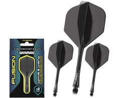 Smiginio strėlyčių koteliai su sparneliais Winmau Fusion #2, juodi, vidutinio ilgio (Medium)