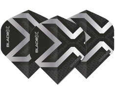 Smiginio strėlyčių sparneliai Winmau Blade X Prism Delta Metallic, juodi ir sidabriniai