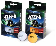Stalo teniso kamuoliukai Atemi 3* balti (6vnt.pak.)