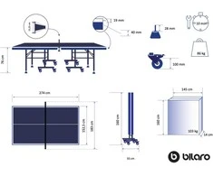 Stalo teniso stalas Bilaro Master 19, mėlynas 19mm MDF vidaus
