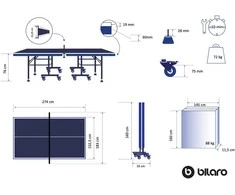 Stalo teniso stalas Bilaro Spinner 19, mėlynas 19mm MDF vidaus