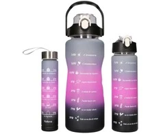 Extralink | 3 viename motyvacinis buteliukas | rinkinys, rožinės-juodos spalvos, 2000 ml + 900 ml + 300 ml