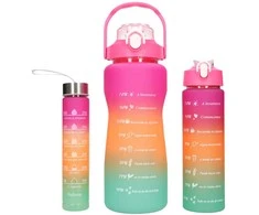 Extralink | Bidon motywacyjny 3w1 | komplektas, rožinė-oranžinė, 2000ml+900ml+300ml