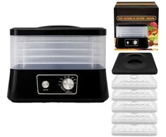 Extralink Pradžia | Grybų, vaisių, daržovių, maisto džiovyklė | 500 W + 5 sietai, 27,5 cm, juoda