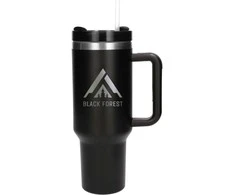 Extralink Juodas FOREST Termo puodelis ZE SŁOMKĄ Termosas Z UCHWYTEM 1200ML JUODA