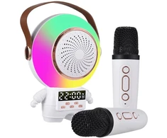 Extralink Kids Astro LED karaoke garsiakalbis, dvigubas mikrofonas, baltas | Belaidis garsiakalbis |