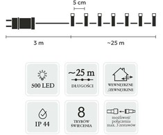 Extralink LED girlianda, 500 LED, 28 m, šiltai balta