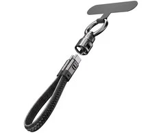 EXTRALINK SMART LIFE CABLE 240W USB-C - USB-C KEYCHAIN, 22CM, NYLON BRAIDED, Juodas