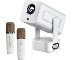 Extralink Išmanusis kino ir karaoke projektorius – IMS360, baltas | Filmų, žaidimų ir muzikos projektorius su 2 mikrofonais | 1080p, „Android 13“