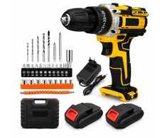 Extralink Tools | wiertarko-wkrętarka akumuliatorinė | geltona + 2 akumulatory