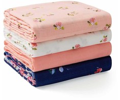MOMCOZY SJ003 pieluszki muślinowe do otulania, 4 vnt., 47 x 47 cali