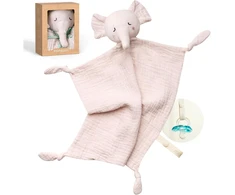 Momcozy medvilninis drambliuko komfortinis žaisliukas kūdikiams, rožinės spalvos