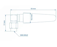 Teltonika kompaktiška mobiliojo ryšio SMA antenos kampinė dalis | PR1US450 | Stiprinimas 5.0 dB | 700-2700 GHz | Antenos jungties tipas SMA kištukas