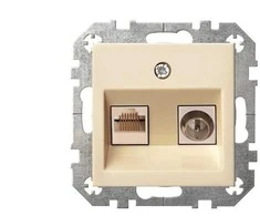 Antenos ir kompiuterio lizdas LIREGUS EPSILON, smėlio spalva