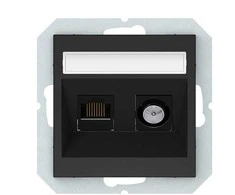 Harry Potter Antenos ir kompiuterio lizdas QUADRUM QR 1000, TV+RJ45, be rėmelio, juodas