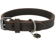 TRIXIE Rustic rieb. odos antkaklis, M 37-44cm/25mm, tams. rudas