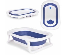 Ecotoys Mėlyna Kūdikių vonelė Sulankstoma turistinė vonia su mėlynu nutekėjimu