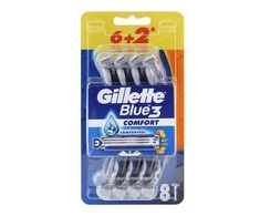Blue3 Vienkartiniai skustuvai Gillette Mėlynas 3, 6 vnt.+ 2 vnt.