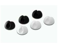 DIGITUS Cable holder set, self- adhesive, Plastic, D. 30mm, high: 20mm, 6 Pcs/set, juodas + baltas, DB-770917-000-M