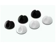 DIGITUS Cable holder set, self- adhesive, Plastic, D. 30mm, high: 20mm, 6 Pcs/set, juodas + baltas, DB-770917-000-M