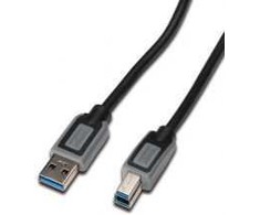 DIGITUS USB 3.0 connection cable, USB A - USB B, 1.0m, CU, AWG 28, 2x shielded, M/M, UL, juodas/pilka, DK-112300