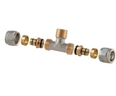 Tdm_Brass Išardom. užveržiamas trišakis, 16 mm x 1/2", išor. srieg.