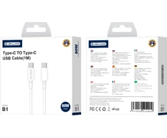 JELLICO kabelis B1 USB-C - USB-C PD 60W 1M Baltas