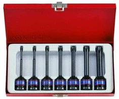 KING TONY 1/2 "TORX IMPACT SOCETS 7 vnt. LONG T25 - T60, KASETĖ