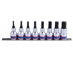 KING TONY SET 3/8 "HEX SOCETS 8 vnt. H3 - H12, CHROME, ANT bėgelio