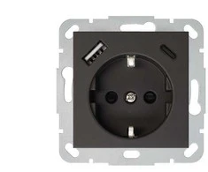 Kištukinis lizdas,USB A+C kroviklis Liregus Retro, juoda