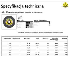 Klingspor K.TARCZA SZLIF.180mm x 6,0mm x 22,2mm A24N Supra