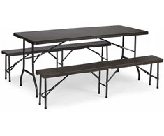 MultiGarden Maitinimo stalas 180cm + 2 suolai Rattan banketinis komplektas