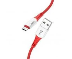 PTC HOCO Cable USB 2.0 A Male to Micro USB B Male, 2.4A, Raudona, 1.0m, X70