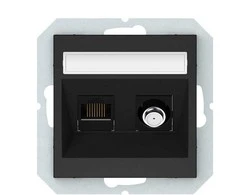 Harry Potter Palydovinės antenos ir kompiuterio lizdas QUADRUM QR 1000, SAT+RJ45, be rėmelio, juodas