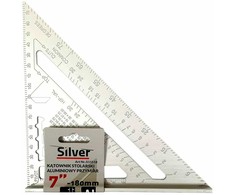 SILVER Sidabrinis KĄTOWNIK STOLARSKI ALUMINIOWY PRZYMIAR 7"