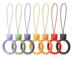 Hurtel SILICONE PHONE LANYARD RING BEAR DARK Žalias