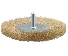 VOREL diskinis šepetys 100 mm su kotu, gofruota viela 06986