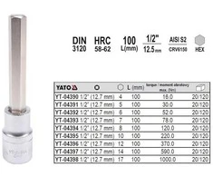 YATO KLUCZ TRZPIENIOWY IMBUSOWY/HEX 1/2" 7x100mm