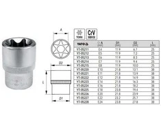 Yato IŠSKYRUS NASADKA TORX 1/2" E20
