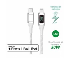 4Smarts USB-C to Lightning Cable DigitCord 30W 1.5m baltas*MFI certified