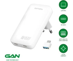 4smarts FlatPlug SlimDual 45W GaN 2xUSB-C balta