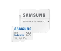 Atminties kortelė Samsung PRO Endurance microSD 256 GB, Baltos spalvos