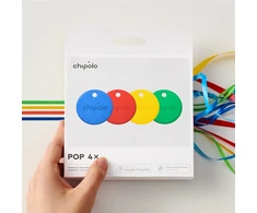 Chipolo POP – Bluetooth Tracker with Replaceable Baterija for iOS &amp; Android, 4pack -Red_Blue_Yellow_Green